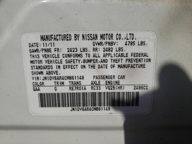 Photo 10 from auction – 2012 INFINITI G25 with VIN JN1DV6AR4CM861149