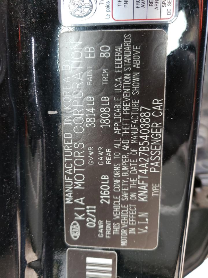 Photo 10 from auction – 2011 KIA FORTE LX with VIN KNAFT4A27B5403887