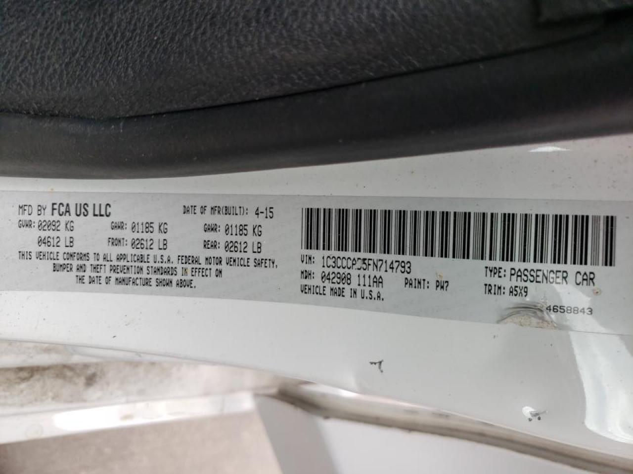 Photo 10 from auction – 2015 CHRYSLER 200 LIMITE with VIN 1C3CCCAB5FN714793