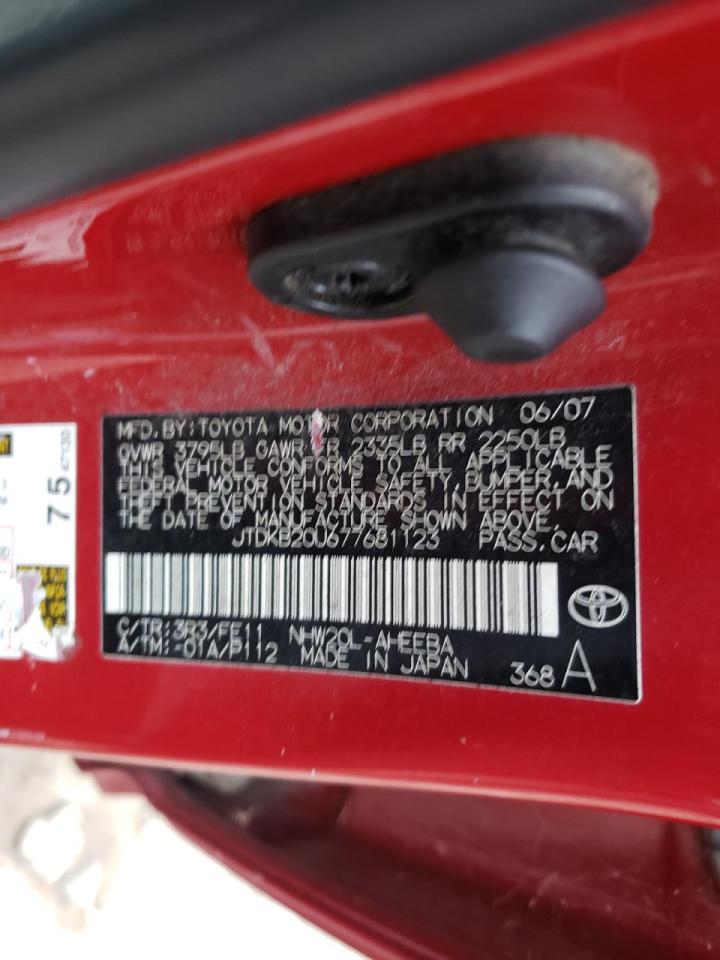 Photo 10 from auction – 2007 TOYOTA PRIUS with VIN JTDKB20U677681123