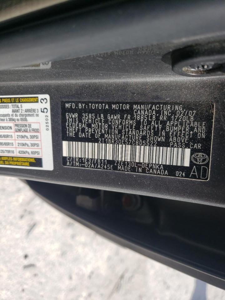 Photo 10 from auction – 2007 TOYOTA COROLLA CE with VIN 2T1BR30E57C805522