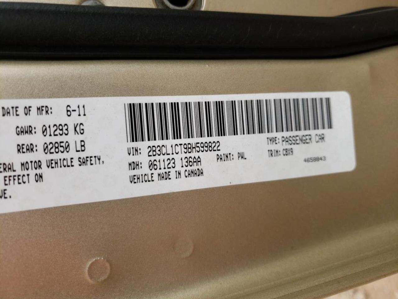 Photo 10 from auction – 2011 DODGE CHARGER PO with VIN 2B3CL1CT9BH599822