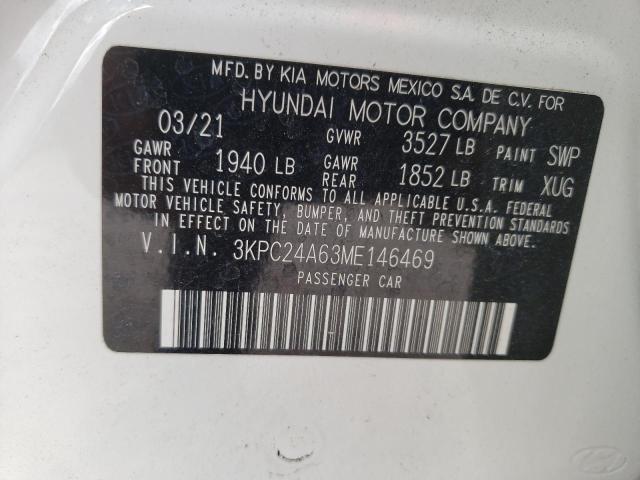 Photo 10 from auction – 2021 HYUNDAI ACCENT SE with VIN 3KPC24A63ME146469