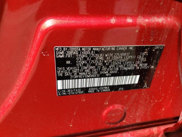 TOYOTA RAV4 XLE 2013 with VIN 2T3RFREV1DW086810 - Photo from auction