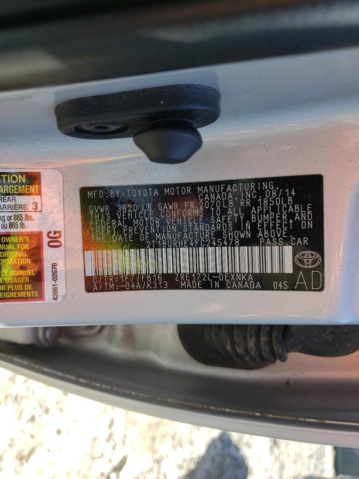 Photo 10 from auction – 2015 TOYOTA COROLLA L with VIN 2T1BURHE4FC245478