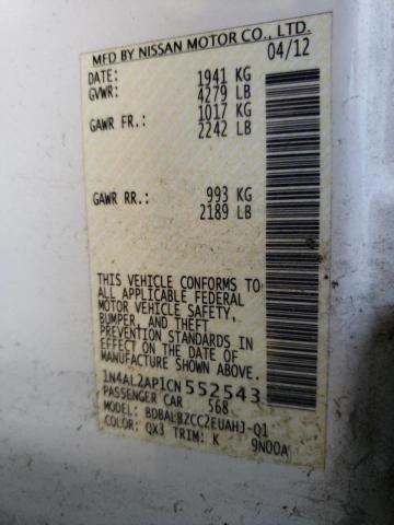 Photo 10 from auction – 2012 NISSAN ALTIMA BAS with VIN 1N4AL2AP1CN552543