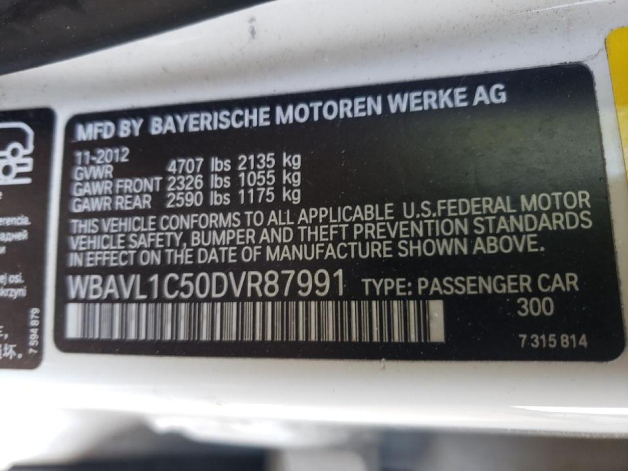 Photo 10 from auction – 2013 BMW X1 XDRIVE2 with VIN WBAVL1C50DVR87991