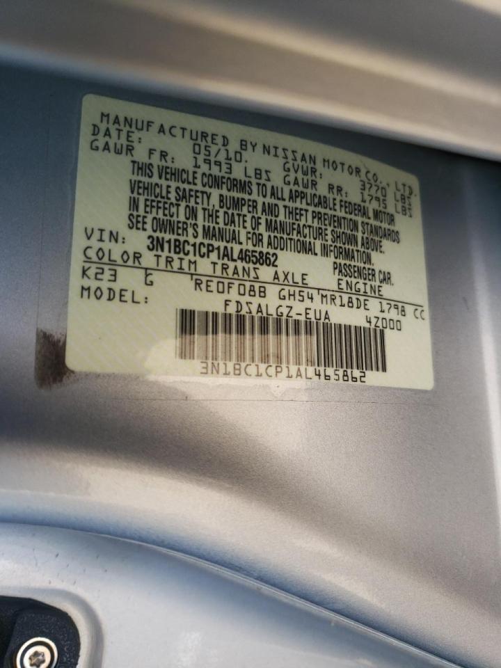 Photo 10 from auction – 2010 NISSAN VERSA S with VIN 3N1BC1CP1AL465862