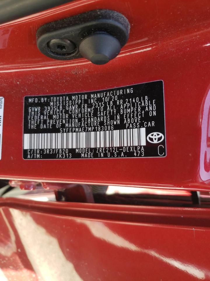 Photo 10 from auction – 2021 TOYOTA COROLLA LE with VIN 5YFEPMAE7MP183086