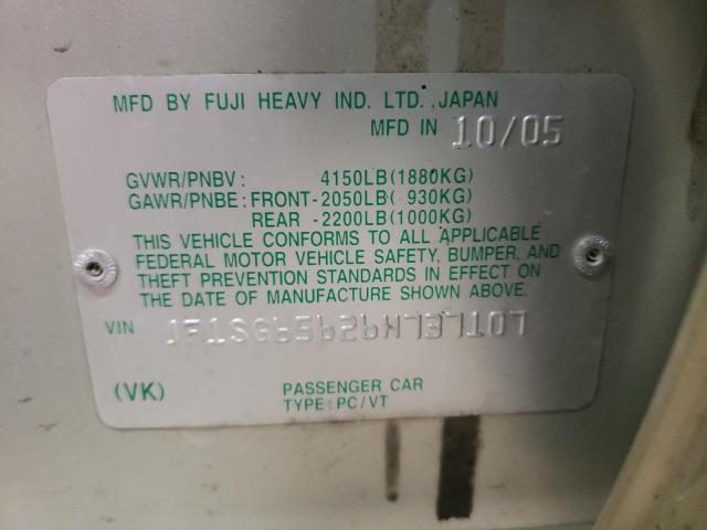 Photo 10 from auction – 2006 SUBARU FORESTER 2 with VIN JF1SG65626H737107