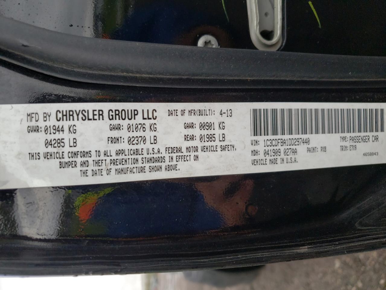 Photo 10 from auction – 2013 DODGE DART SXT with VIN 1C3CDFBA1DD297440