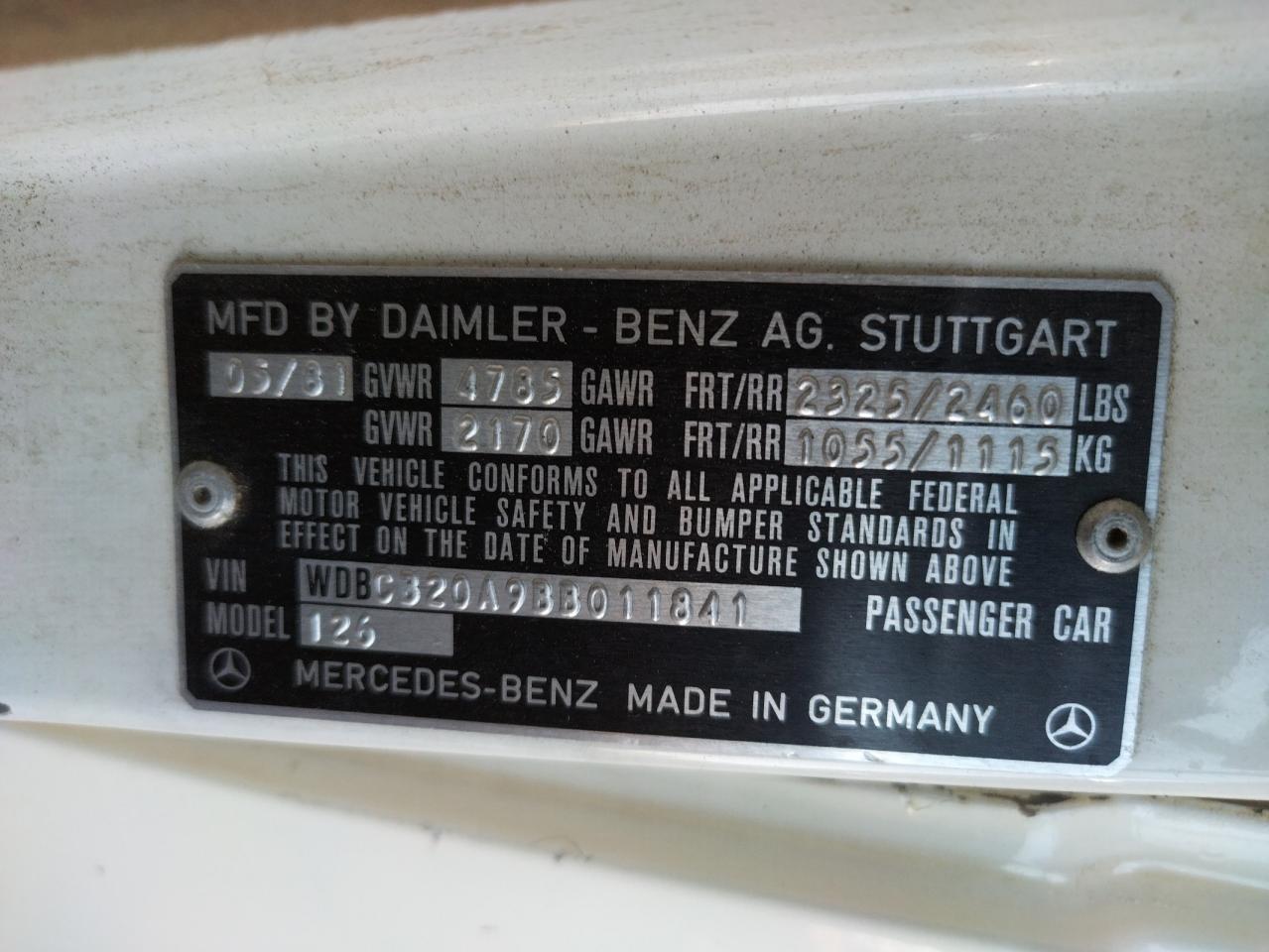 Photo 10 from auction – 1981 MERCEDES-BENZ 300 SD with VIN WDBCB20A9BB011841