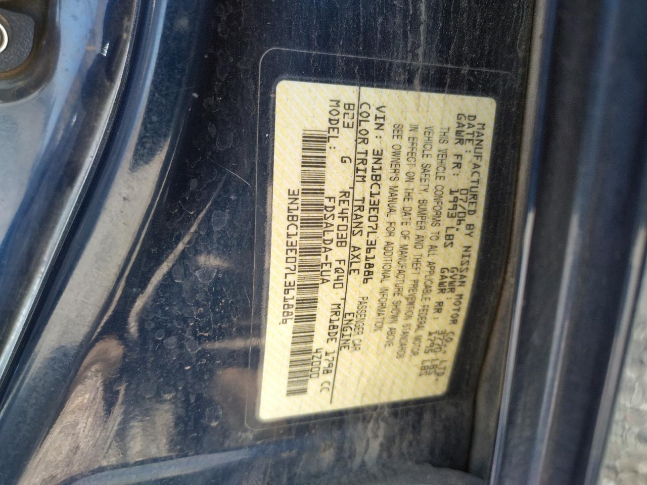Photo 10 from auction – 2007 NISSAN VERSA with VIN 3N1BC13E07L361886