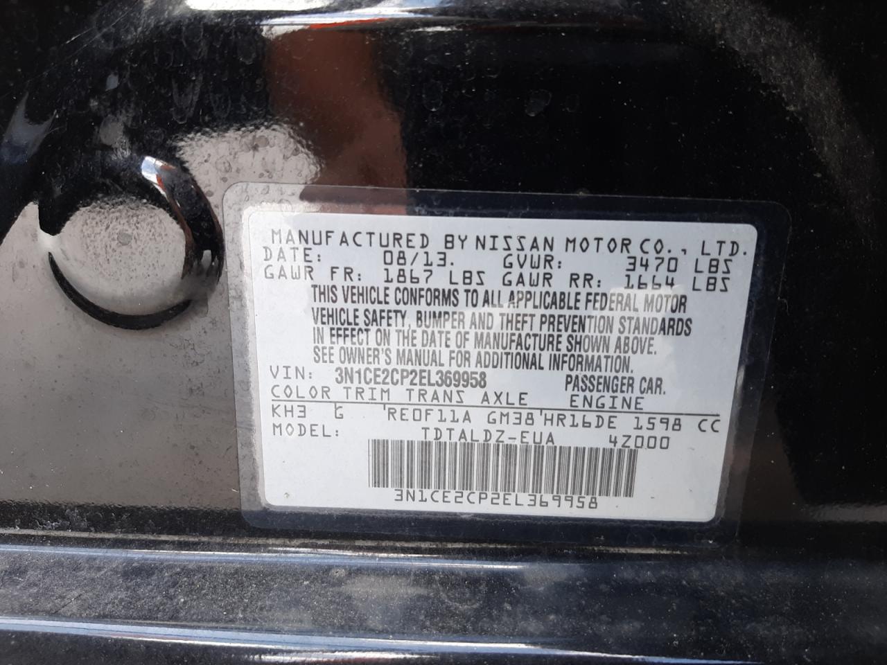 Photo 10 from auction – 2014 NISSAN VERSA NOTE with VIN 3N1CE2CP2EL369958
