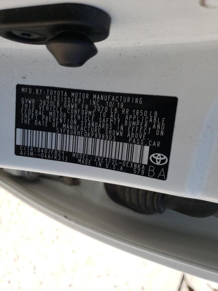 Photo 10 from auction – 2019 TOYOTA COROLLA L with VIN 5YFBURHE0KP898903
