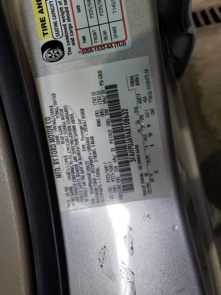 Photo 10 from auction – 2010 FORD FUSION SEL with VIN 3FAHP0JA9AR108632