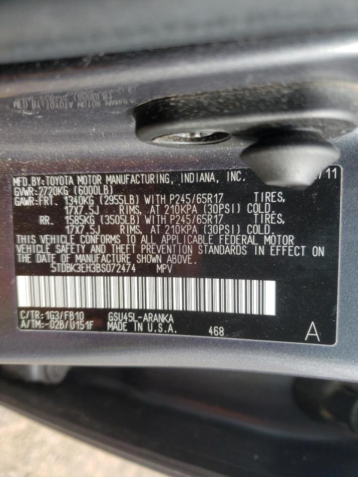 Photo 10 from auction – 2011 TOYOTA HIGHLANDER with VIN 5TDBK3EH3BS072474