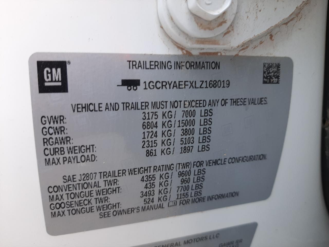Photo 10 from auction – 2020 CHEVROLET SILVERADO with VIN 1GCRYAEFXLZ168019
