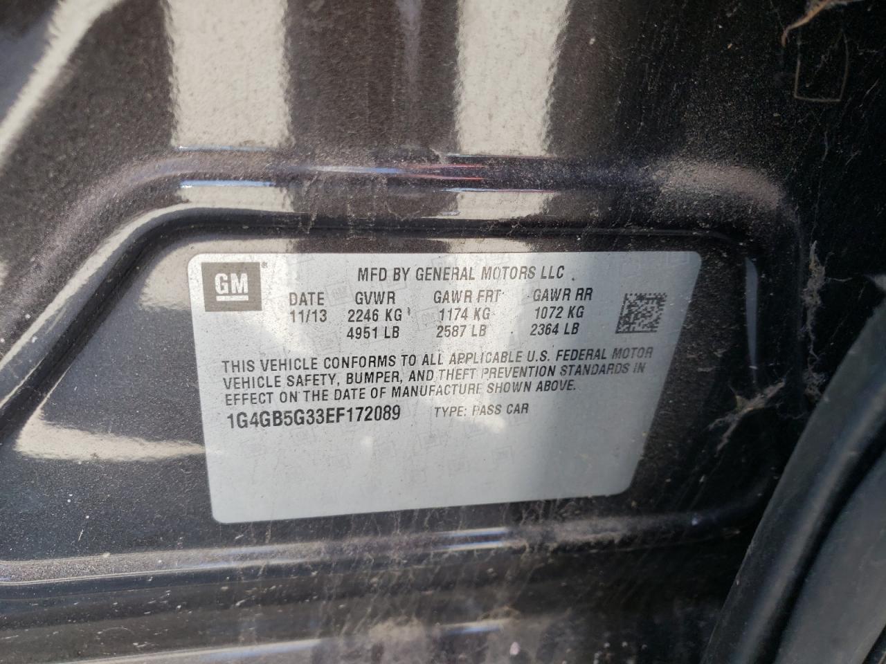 Photo 10 from auction – 2014 BUICK LACROSSE with VIN 1G4GB5G33EF172089