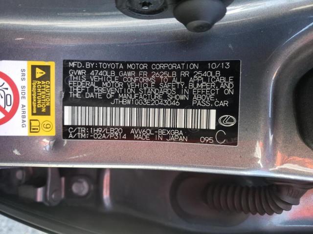 Photo 10 from auction – 2014 LEXUS ES 300H with VIN JTHBW1GG3E2043046