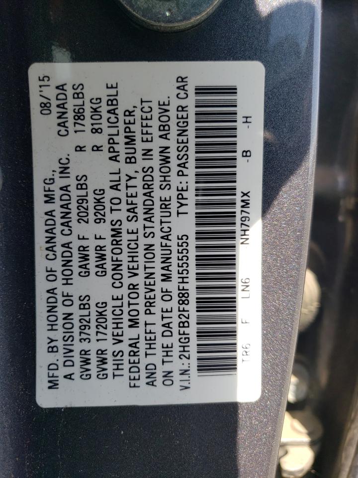 Photo 10 from auction – 2015 HONDA CIVIC EX with VIN 2HGFB2F88FH555555