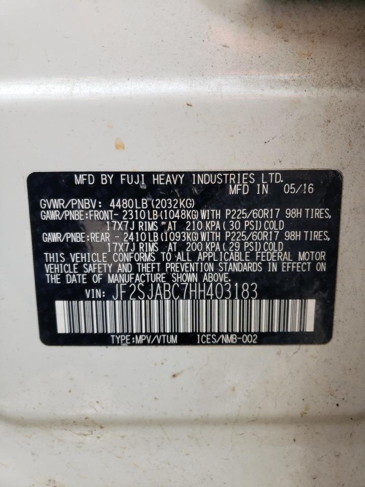 Photo 10 from auction – 2017 SUBARU FORESTER 2 with VIN JF2SJABC7HH403183