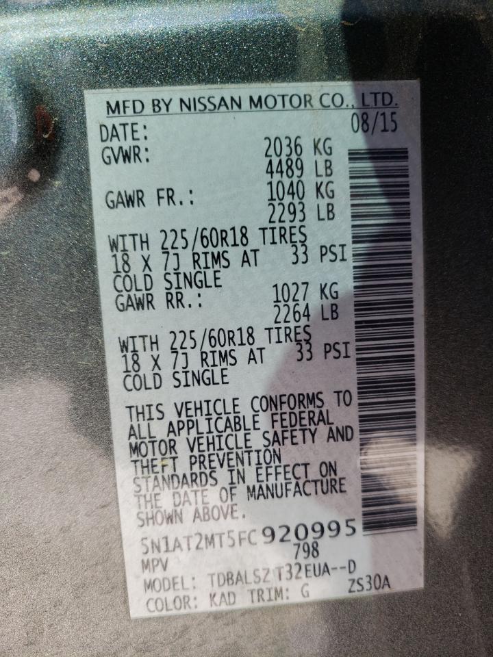 Photo 10 from auction – 2015 NISSAN ROGUE S with VIN 5N1AT2MT5FC920995