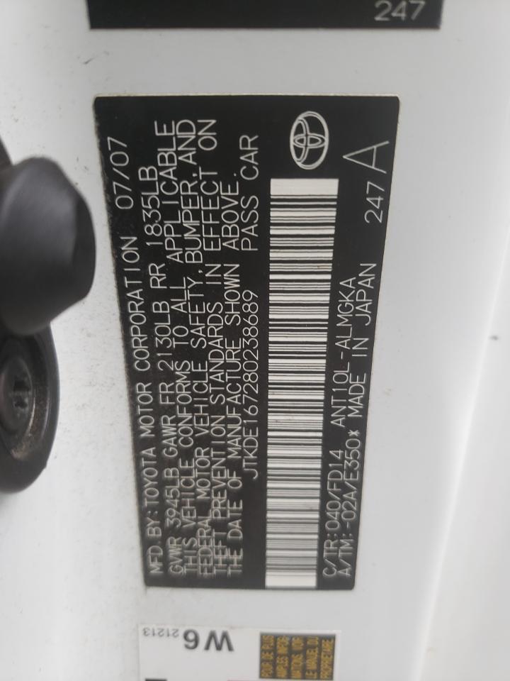 Photo 10 from auction – 2008 SCION TC with VIN JTKDE167280238689