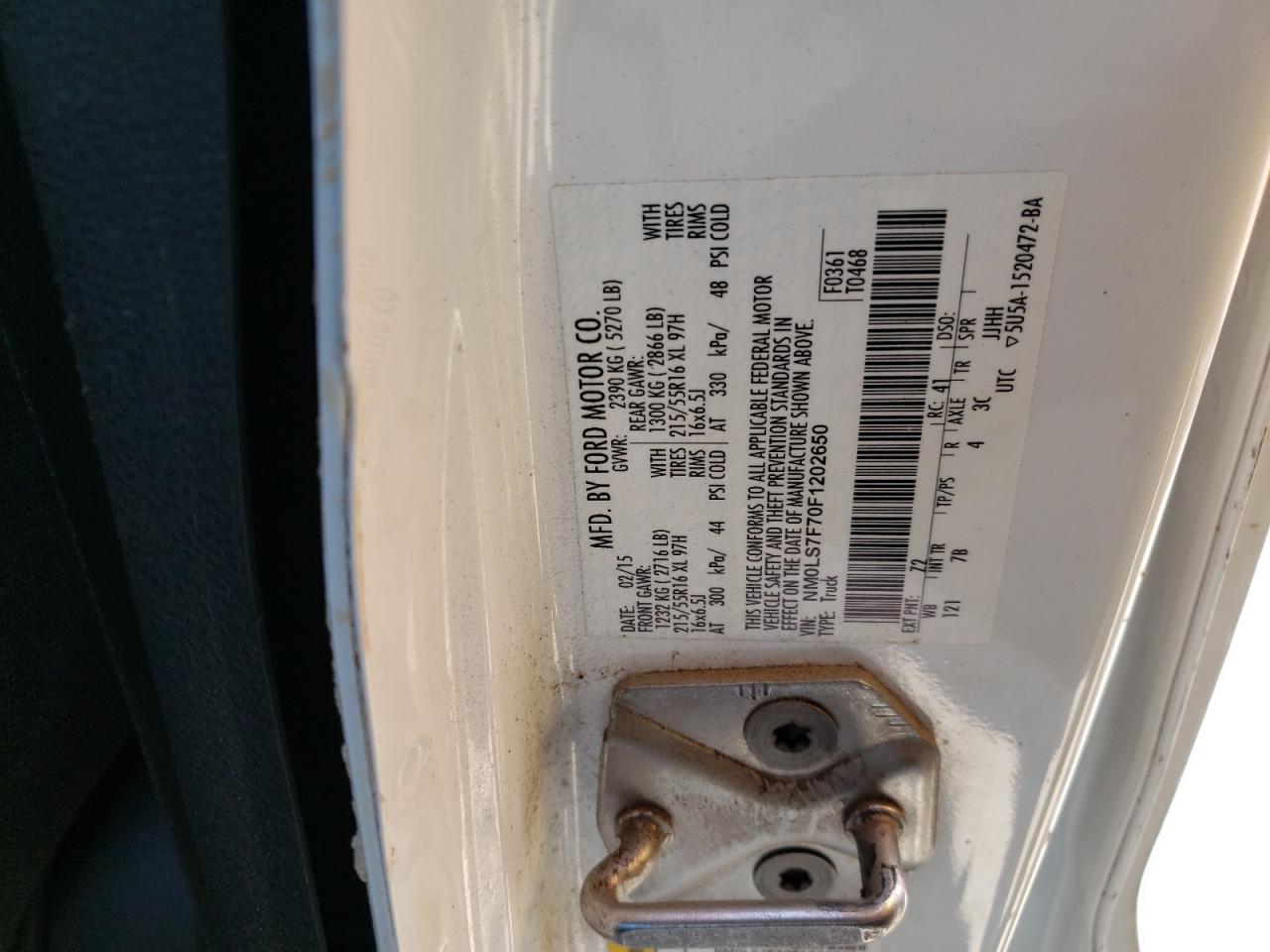 Photo 10 from auction – 2015 FORD TRANSIT CO with VIN NM0LS7F70F1202650