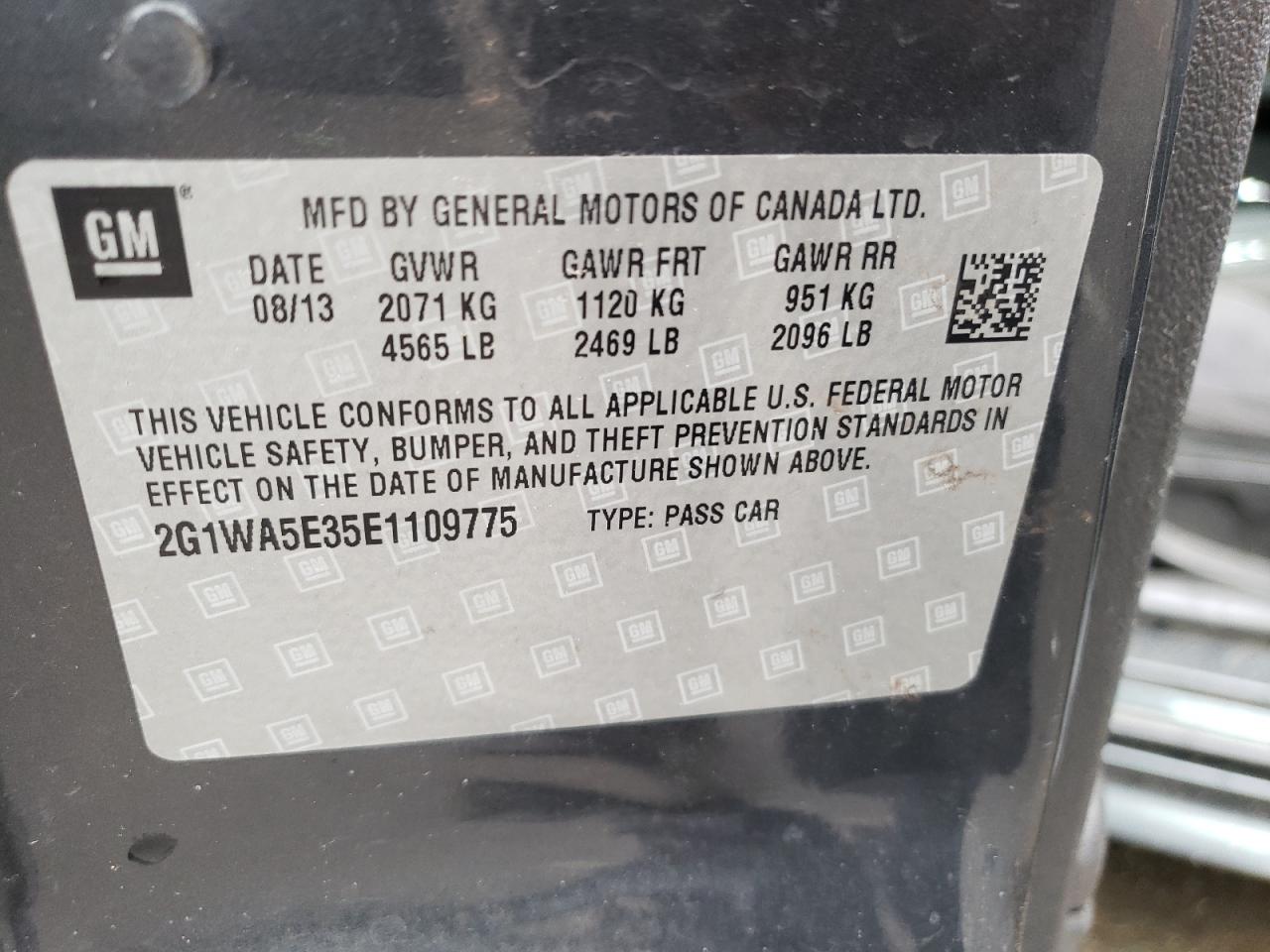 Photo 10 from auction – 2014 CHEVROLET IMPALA LIM with VIN 2G1WA5E35E1109775