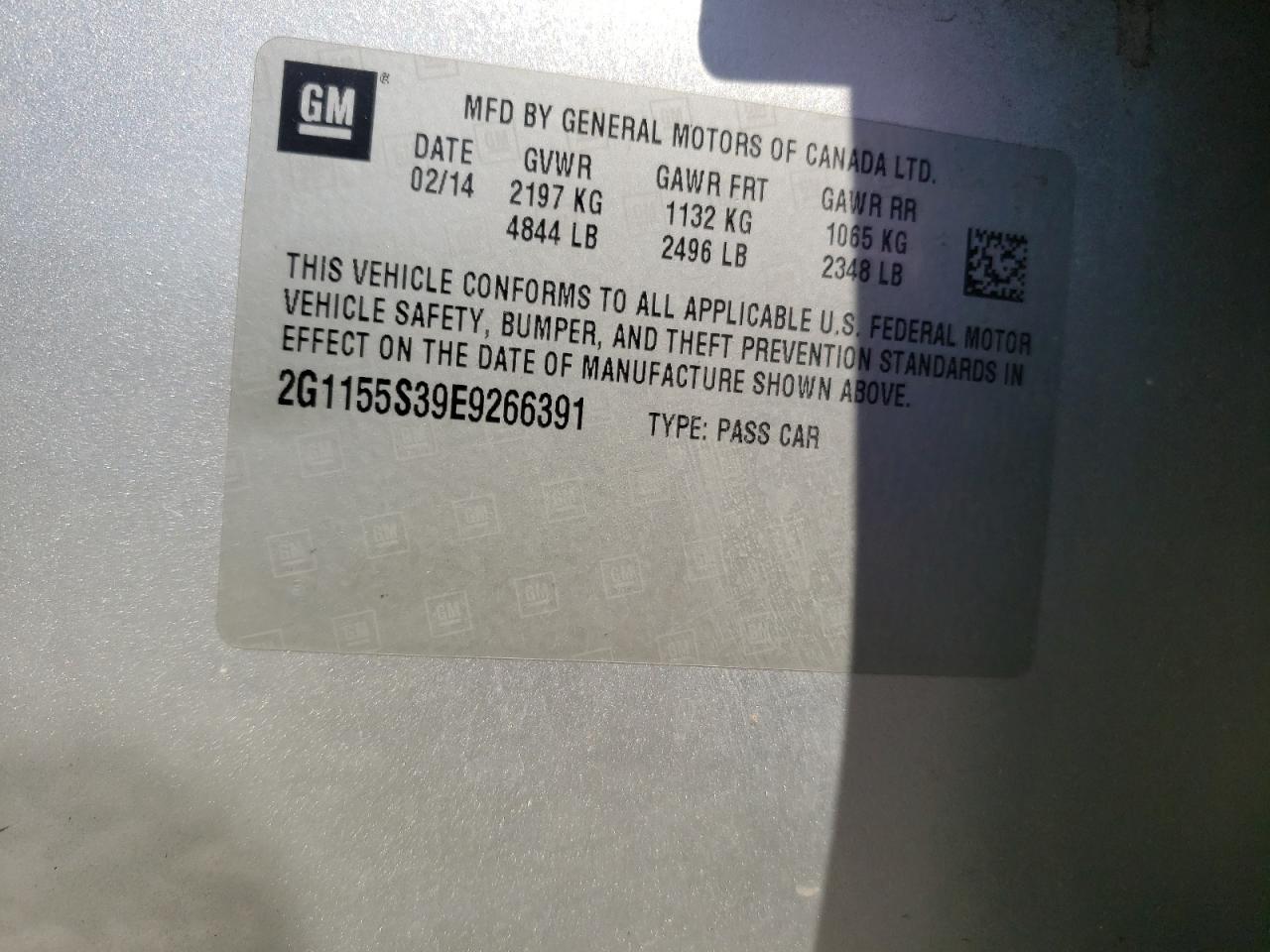 Photo 10 from auction – 2014 CHEVROLET IMPALA LTZ with VIN 2G1155S39E9266391