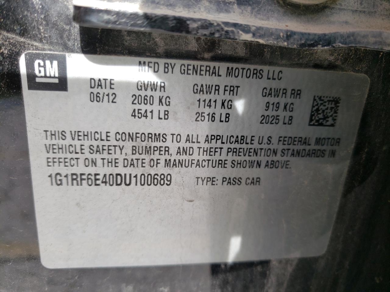 Photo 10 from auction – 2013 CHEVROLET VOLT with VIN 1G1RF6E40DU100689