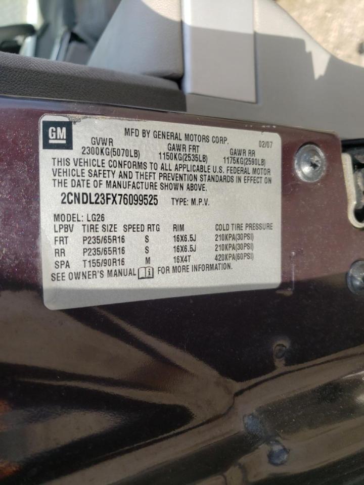 Photo 10 from auction – 2007 CHEVROLET EQUINOX LS with VIN 2CNDL23FX76099525