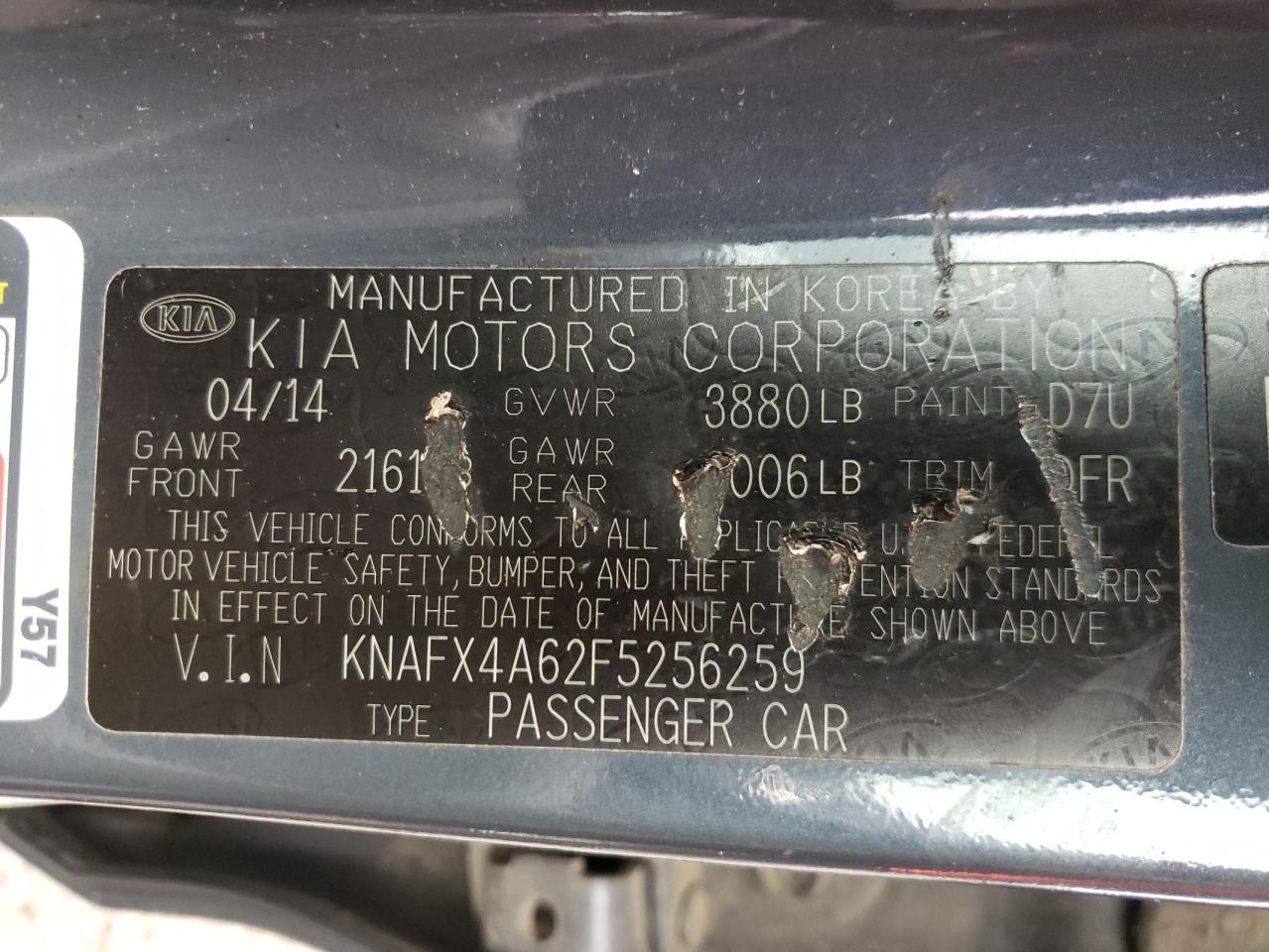 Photo 10 from auction – 2015 KIA FORTE LX with VIN KNAFX4A62F5256259