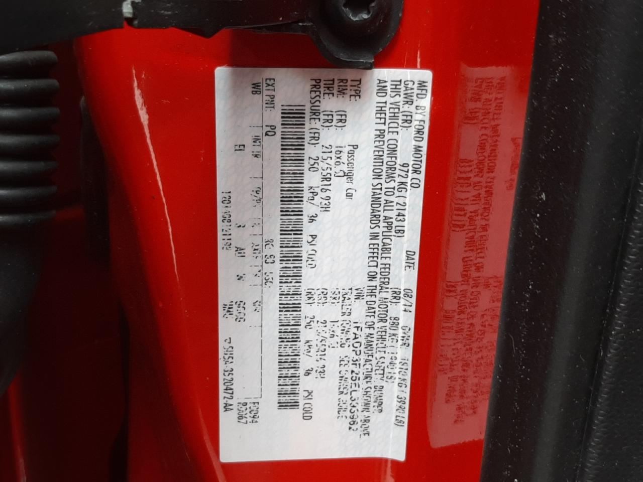 Photo 10 from auction – 2014 FORD FOCUS SE with VIN 1FADP3F25EL393982