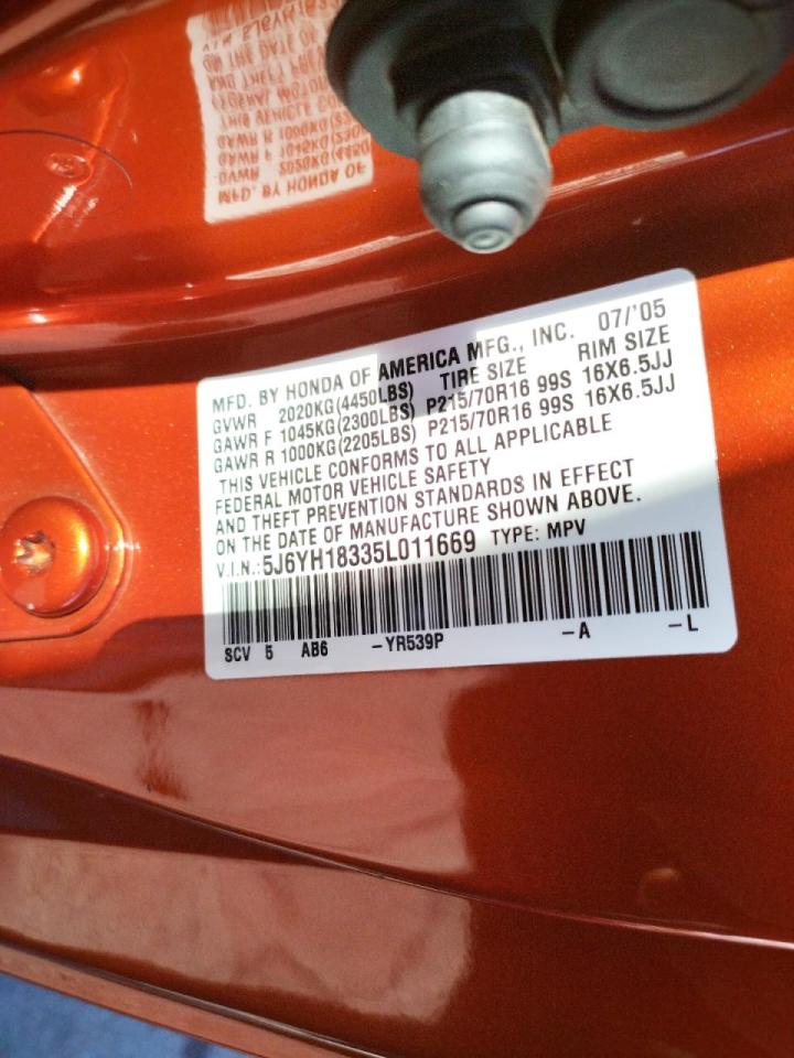 Photo 10 from auction – 2005 HONDA ELEMENT with VIN 5J6YH18335L011669