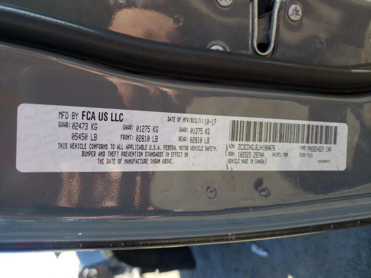 Photo 10 from auction – 2018 DODGE CHARGER R/ with VIN 2C3CDXGJ6JH180076