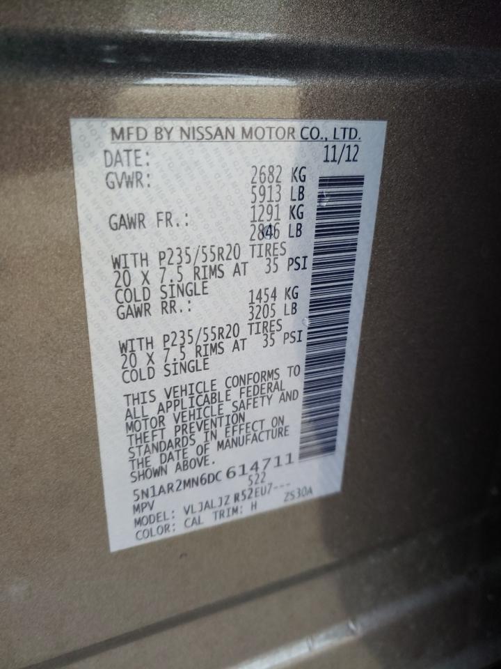 Photo 10 from auction – 2013 NISSAN PATHFINDER with VIN 5N1AR2MN6DC614711
