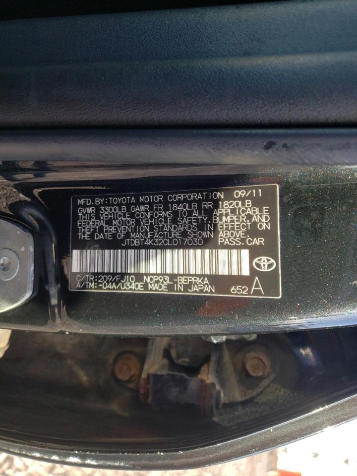 Photo 10 from auction – 2012 TOYOTA YARIS with VIN JTDBT4K32CL017030