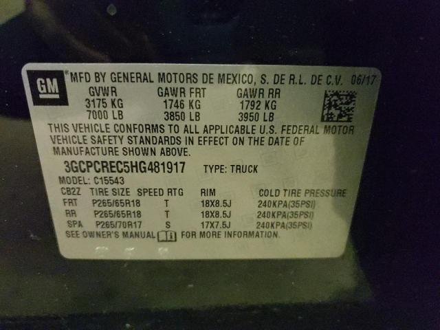 Photo 10 from auction – 2017 CHEVROLET SILVERADO with VIN 3GCPCREC5HG481917
