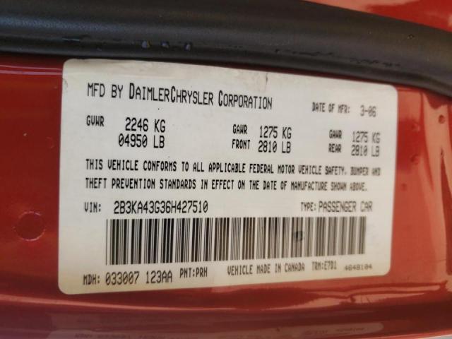 Photo 10 from auction – 2006 DODGE CHARGER SE with VIN 2B3KA43G36H427510