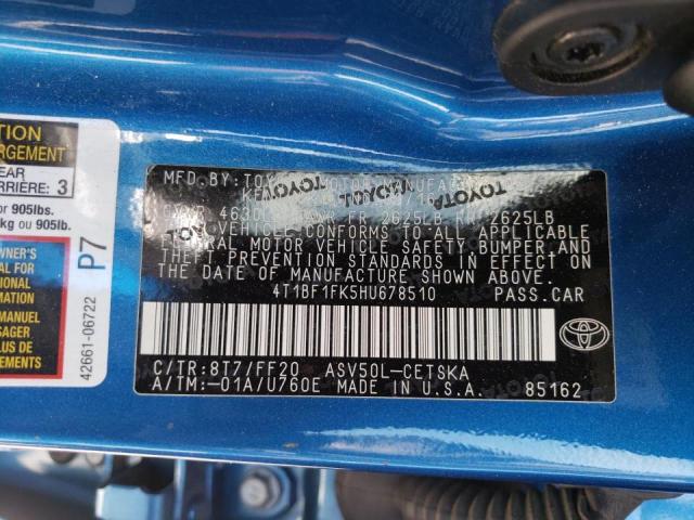 Photo 10 from auction – 2017 TOYOTA CAMRY LE with VIN 4T1BF1FK5HU678510
