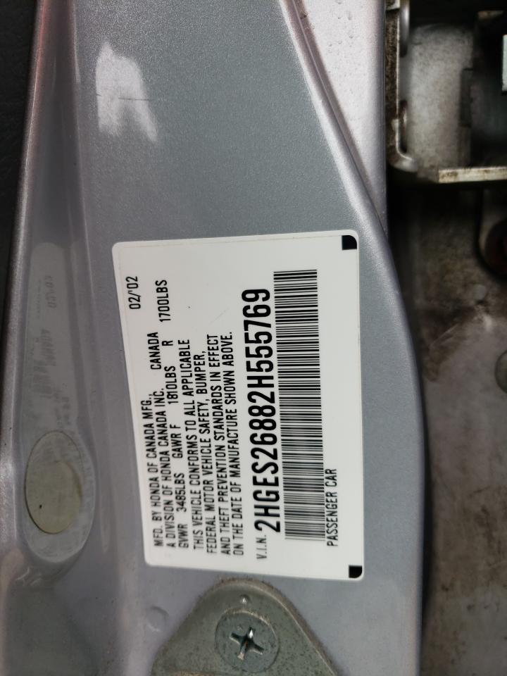 Photo 10 from auction – 2002 HONDA CIVIC EX with VIN 2HGES26882H555769