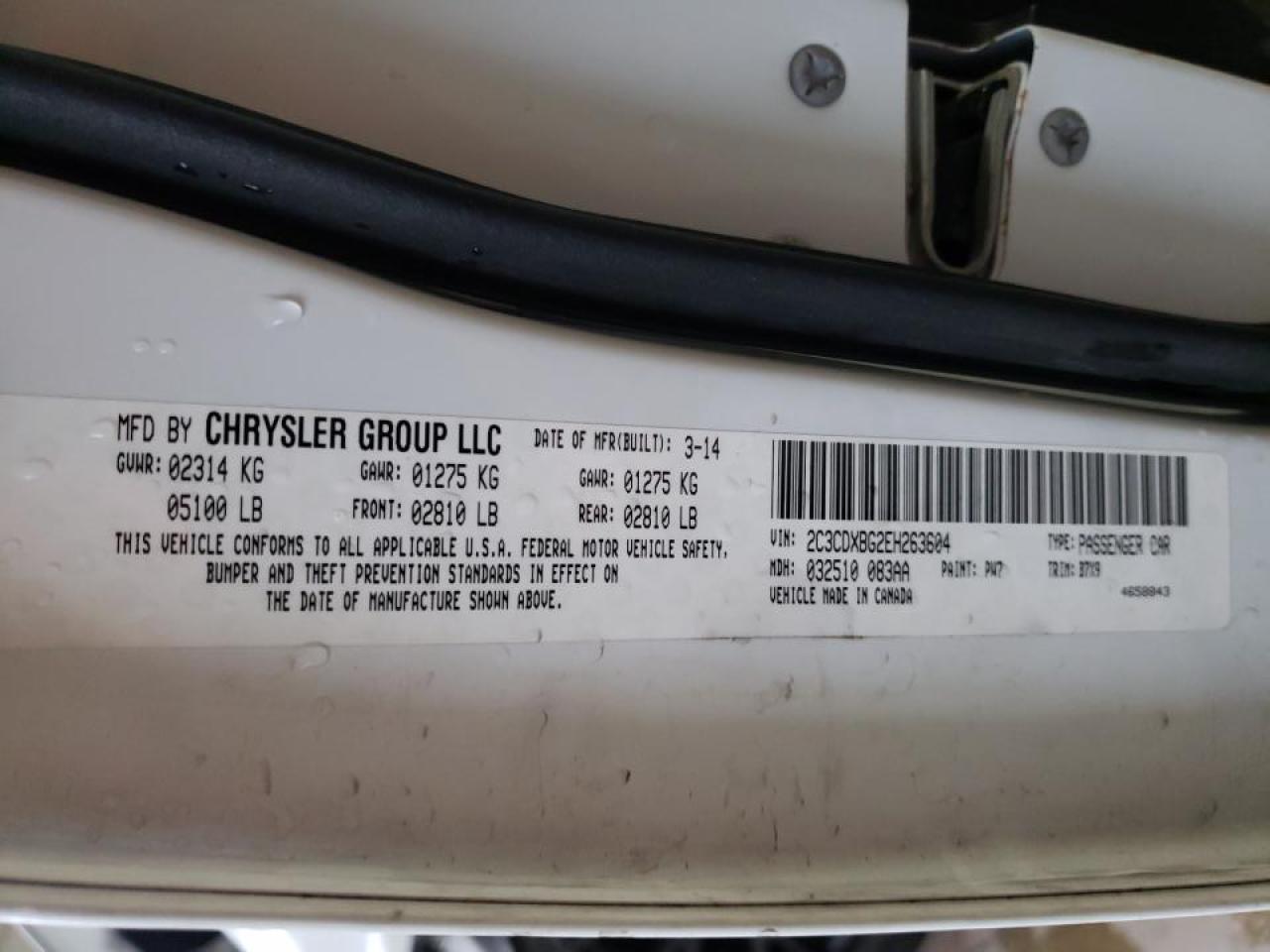 Фото 10 с аукциона – 2014 DODGE CHARGER SE с VIN 2C3CDXBG2EH263604