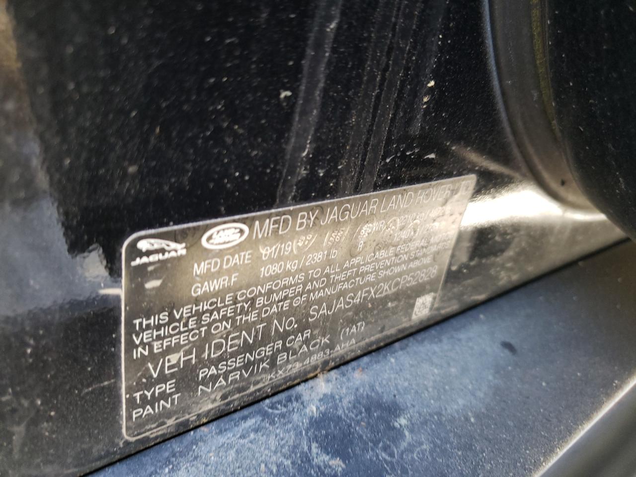 Photo 10 from auction – 2019 JAGUAR XE with VIN SAJAS4FX2KCP52828