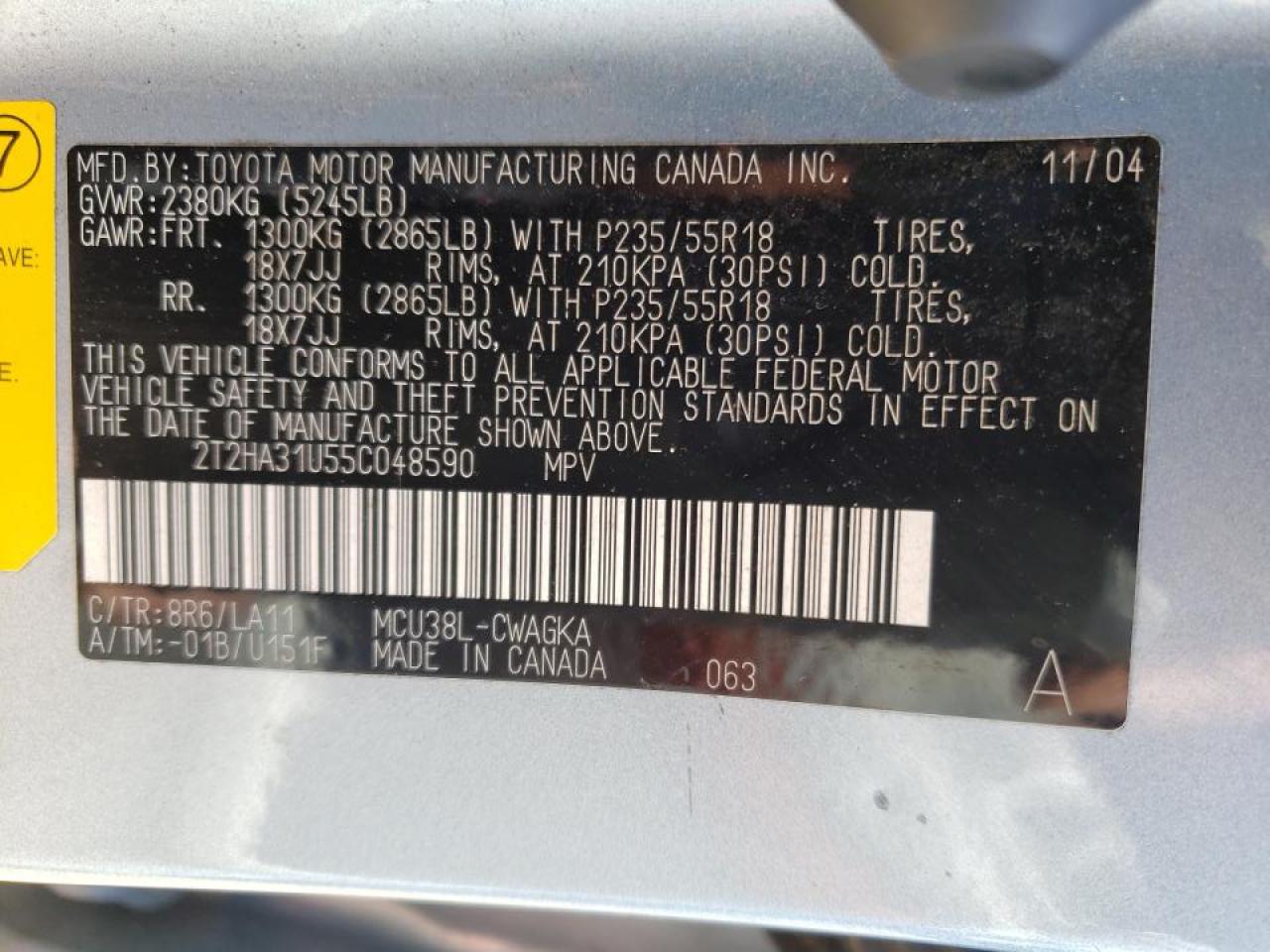 Photo 10 from auction – 2005 LEXUS RX 330 with VIN 2T2HA31U55C048590