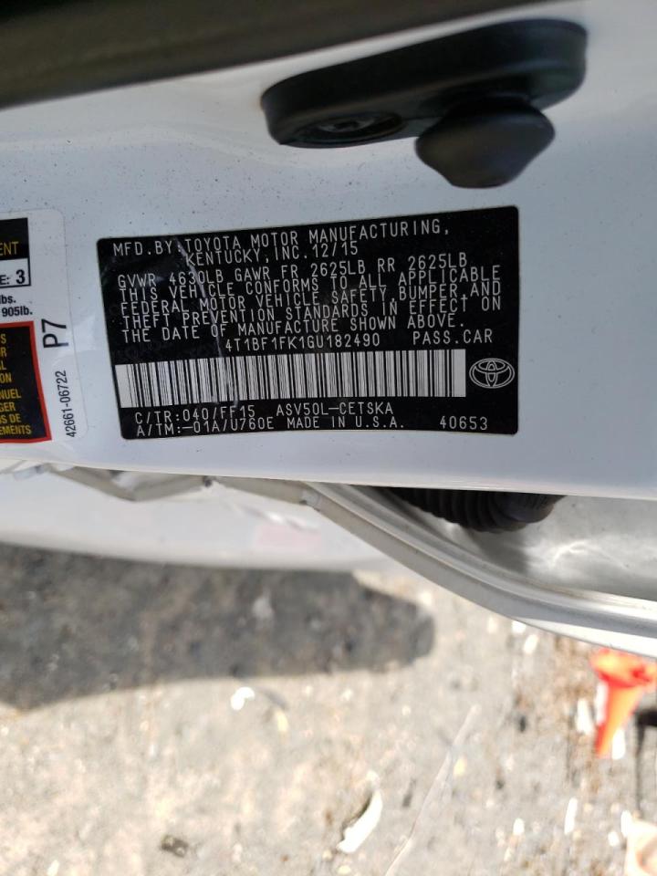 Photo 10 from auction – 2016 TOYOTA CAMRY LE with VIN 4T1BF1FK1GU182490