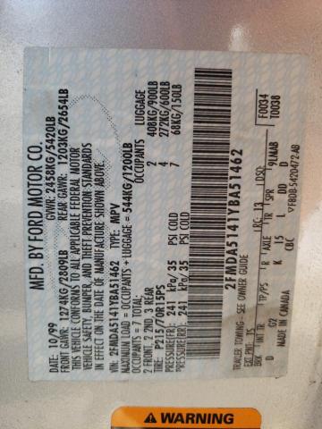 Photo 10 from auction – 2000 FORD WINDSTAR L with VIN 2FMDA5141YBA51462