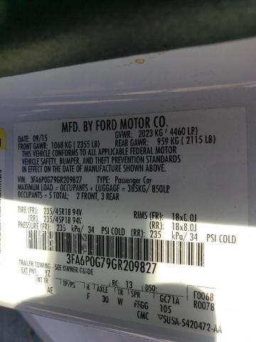 Photo 10 from auction – 2016 FORD FUSION S with VIN 3FA6P0G79GR209827