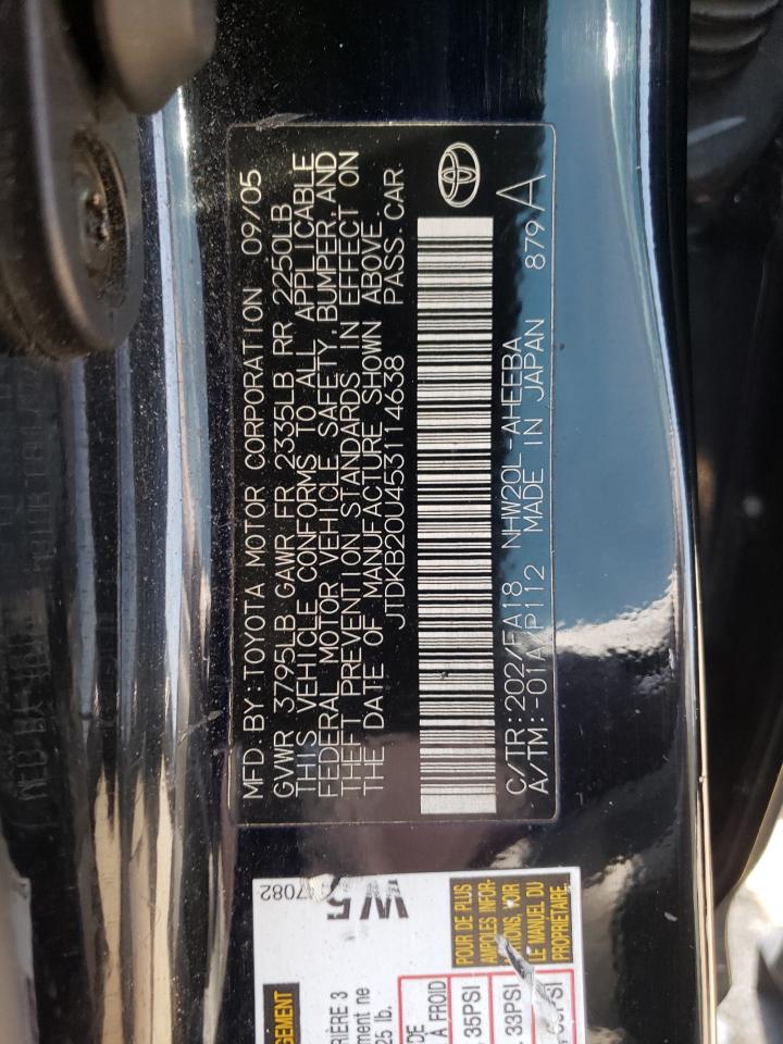 Photo 10 from auction – 2005 TOYOTA PRIUS with VIN JTDKB20U453114638